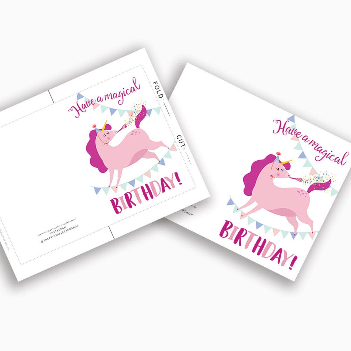 Printable Unicorn Birthday Cards Girls Birthday Cards Instant - Etsy