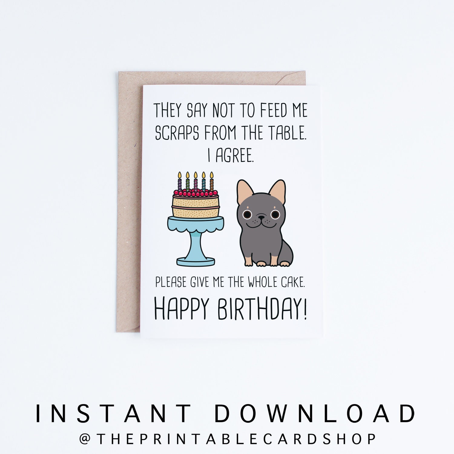 Printable Birthday Cards Frenchie Birthday Card Instant - Etsy