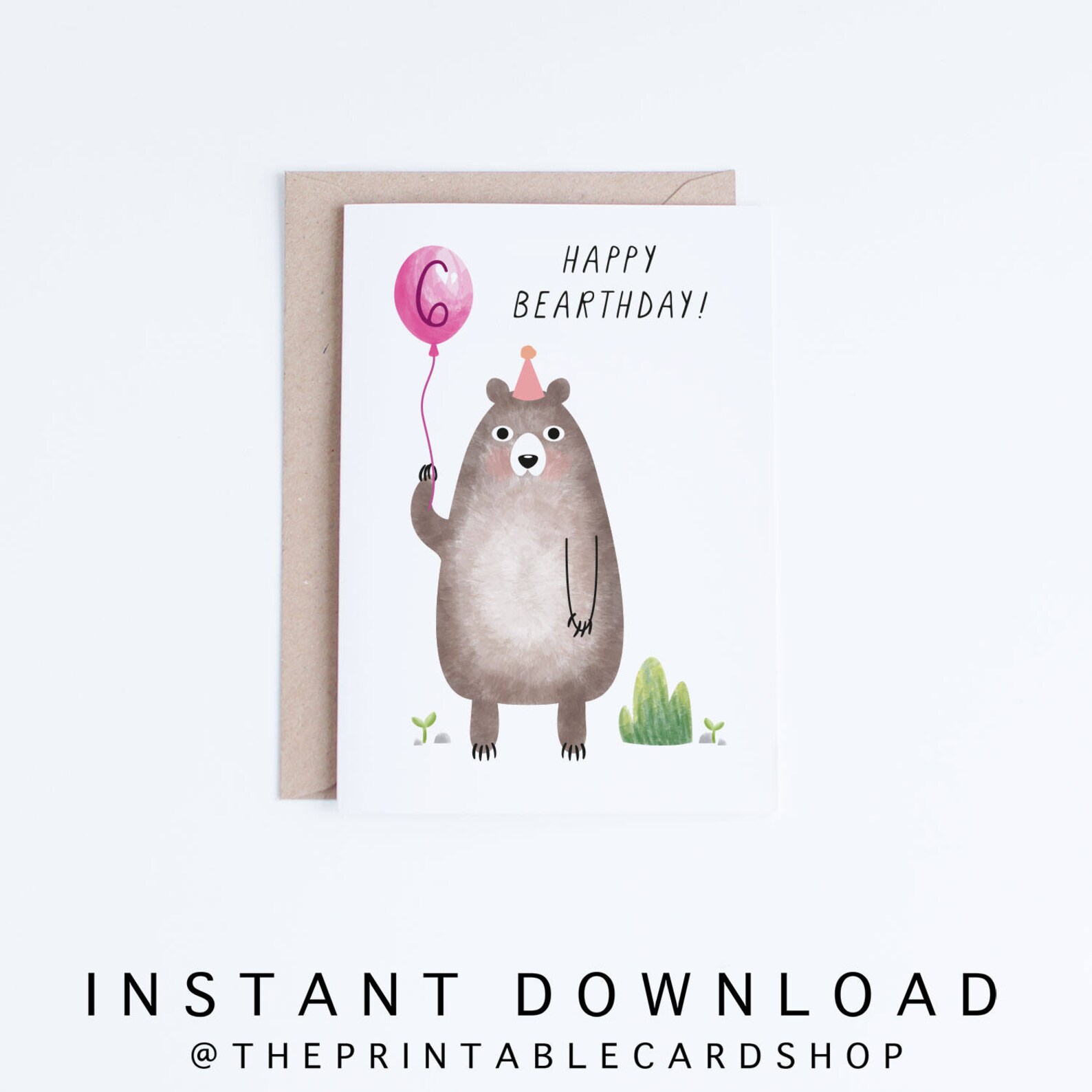 Printable 6th Birthday Cards, Girls Sixth Birthday Cards Instant ...