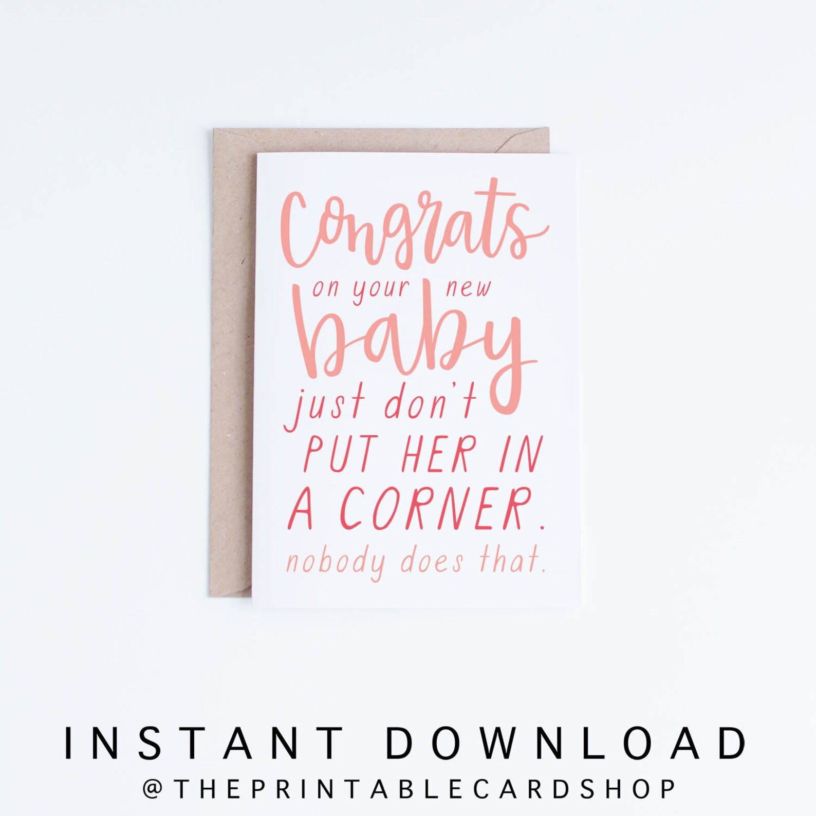 New Baby Girl Cards Instant Download, Printable Congratulations on Your New Baby Card, Cards for ...