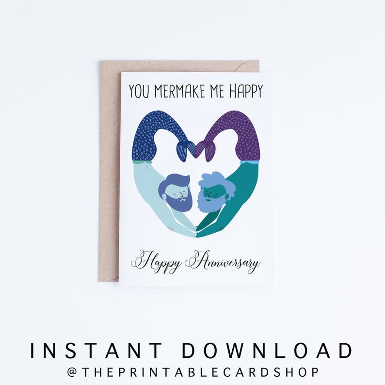 Printable Anniversary Playing cards, Homosexual Anniversary Card Fast Down load, Punny Mermen Case in point, Merman, For Boyfriend, Spouse, Puns, Pun image regarding Printable Anniversary Cards identified as Printable Anniversary Playing cards, Homosexual Anniversary Card Prompt Obtain, Punny Mermen Instance, Merman, For Boyfriend, Partner, Puns, Pun