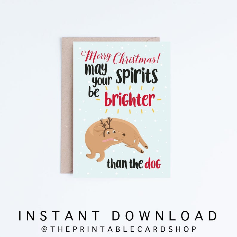 Printable Christmas Cards Funny Dog Christmas Card Instant  Etsy