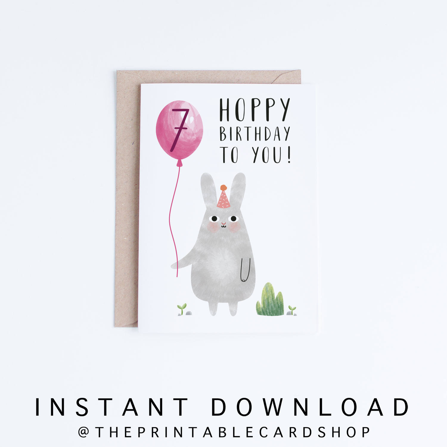 Printable 7th Birthday Cards for Girls Hoppy Birthday Card - Etsy Israel