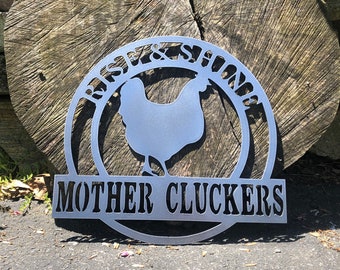 Chicken Coop Sign | Rise and Shine Mother Cluckers | Metal Sign| Farm Sign | Farmhouse | Fluff Butt Hutt | Farm Fresh Eggs