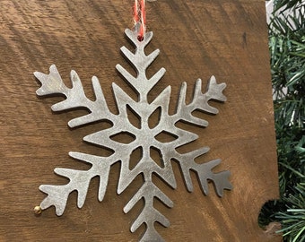 Metal snowflakes, set of 2, snowflake ornaments, porch decor, large snowflakes