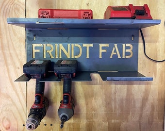 Drill Rack, Charging Station, Milwaukee, Metal Shelf, Personalized decor, garage storage, tool rack, Father’s Day gift, tool storage