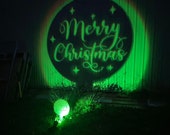 Holiday yard stake, shadow caster art, metal yard stake, merry Christmas happy holidays, projector, light display