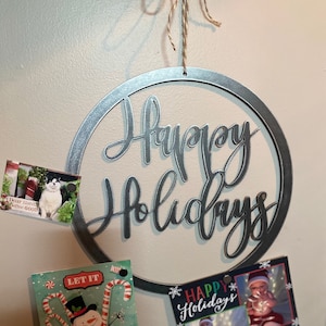 Magnetkartenkranz, Happy Holidays Metallkranz, Kartendisplay, Foto-Display, Weihnachtsdeko