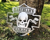 Custom Garage Sign, metal garage sign, dads garage, skull, motorcycle sign, Father’s Day, gift idea