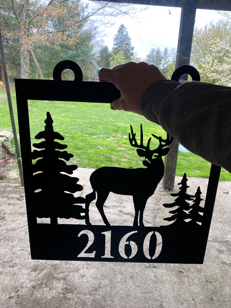 Buck House Number Sign | Cabin Sign | Woods | Rustic | Metal Address ...
