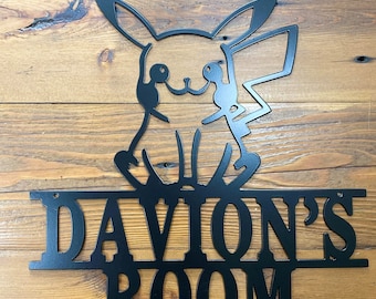 Pikachu Room Sign, metal sign, personalize