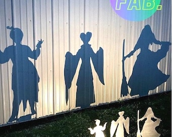 Witch Metal Yard Stakes, set of 3, shadow caster, Halloween decor, Halloween yard stakes, witch decor, metal art, garden stakes