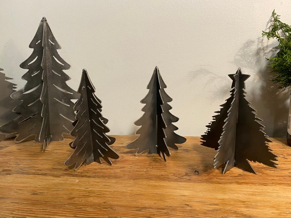 Mini Metall Bäume, Weihnachtsbaum, Weihnachtsdeko, Metallkunst, Winterdekor, 3D-Baum, Stand-up-Baum, Kaminsims, Tabletop-Display
