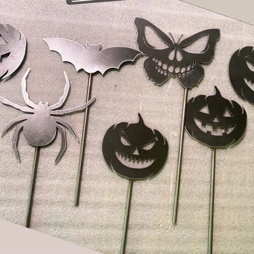 Halloween Plant Stakes Metal Garden Stakes Halloween Decor Etsy