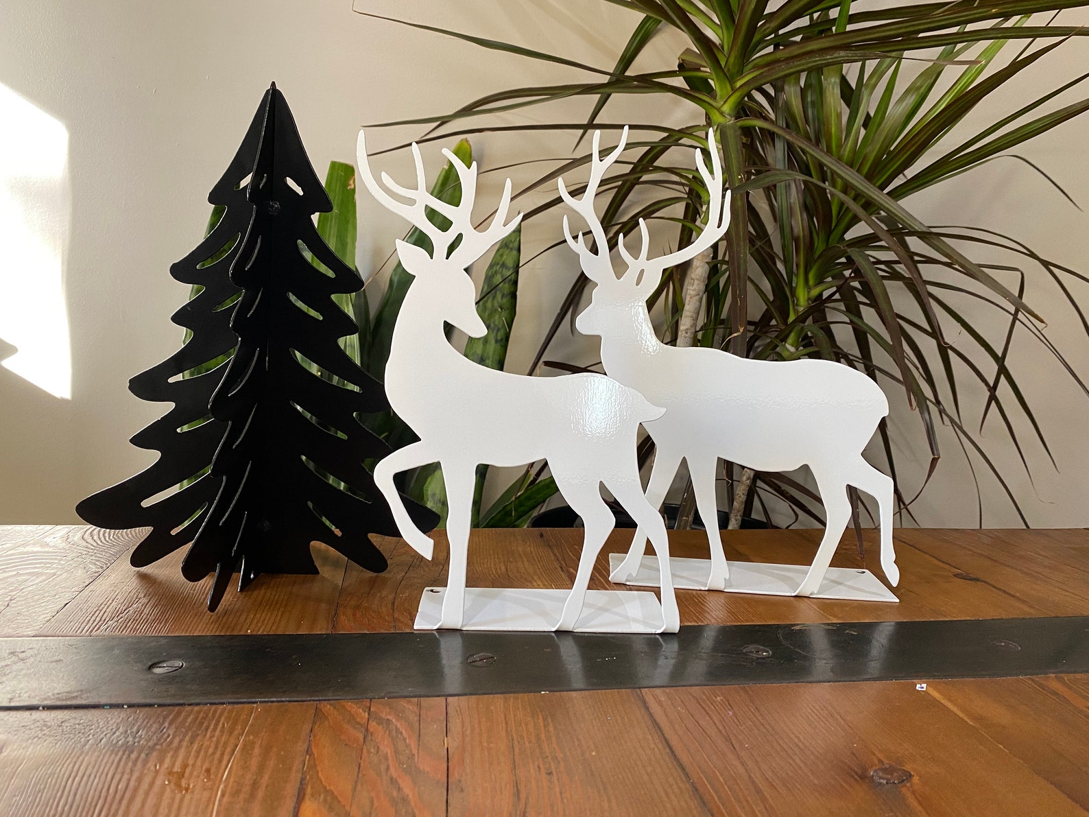 Metal Reindeer Decor Standing Reindeer Deer Metal Art - Etsy