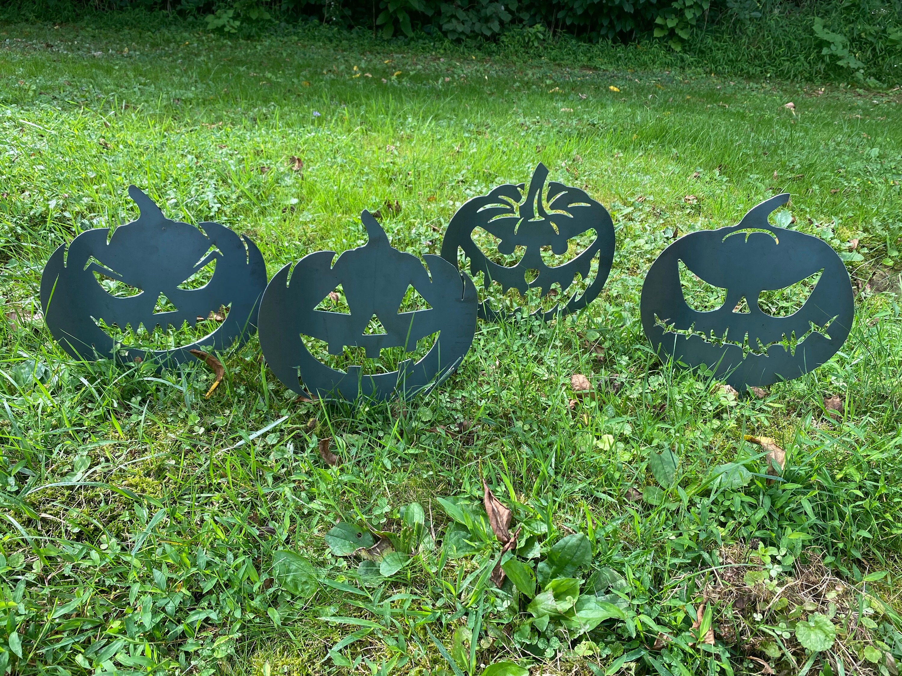 Metal Pumpkin Yard Stakes, Jack O Lantern, Metal Art, Halloween Decor ...