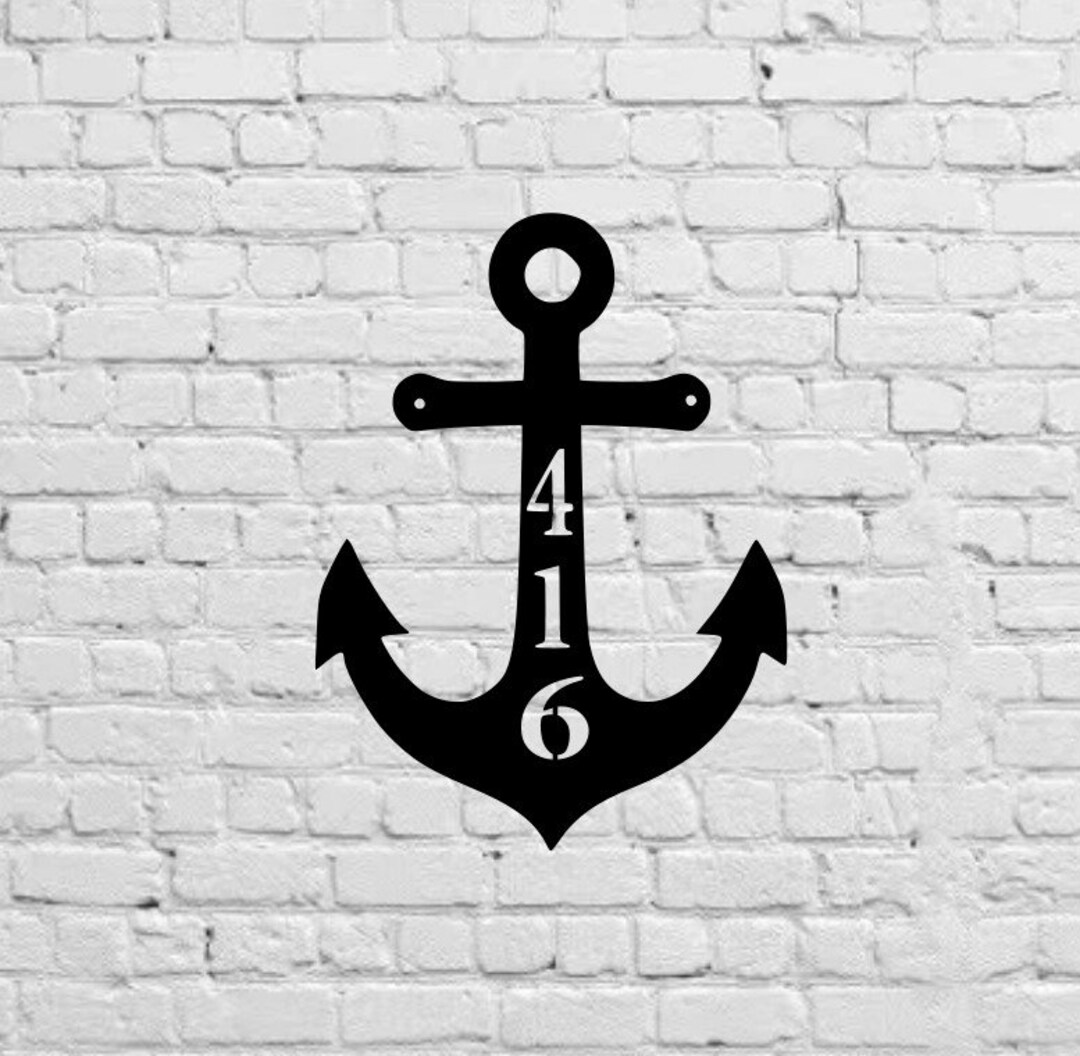 Anchor House Number Sign Metal House Number Plaque Address Etsy