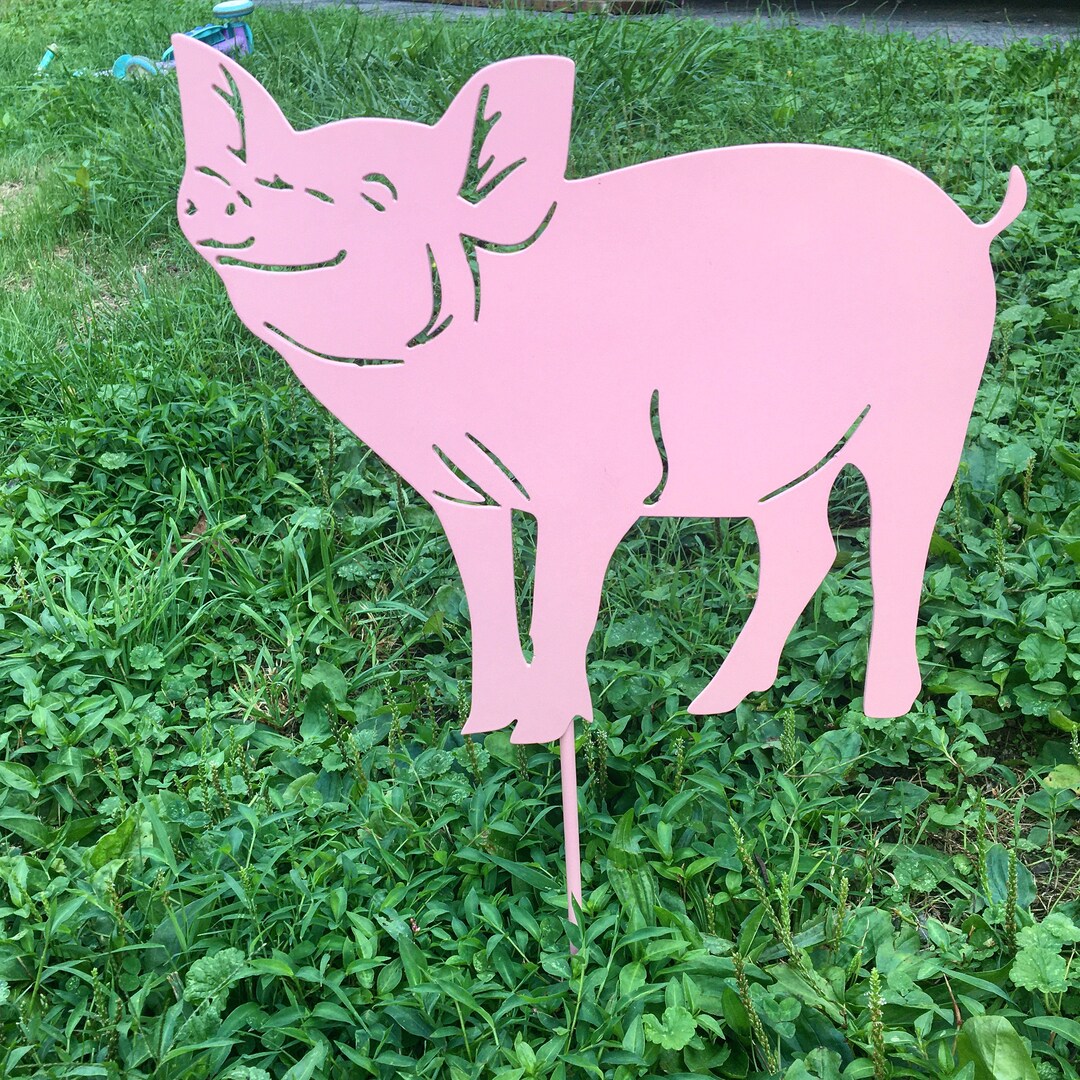 Pig Garden Stake, Pig Metal Art, Yard Stake, Garden Decor, Yard Art