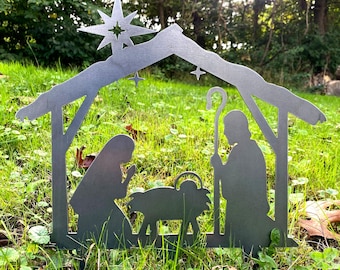 Nativity scene metal yard stake, Christmas decor, holiday, gift idea, Christmas, Outdoor holiday decor, Bethlehem star, shadow caster
