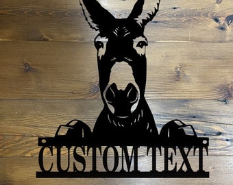 Donkey Wall Art, Metal Sign, Custom donkey farm sign, Name plate