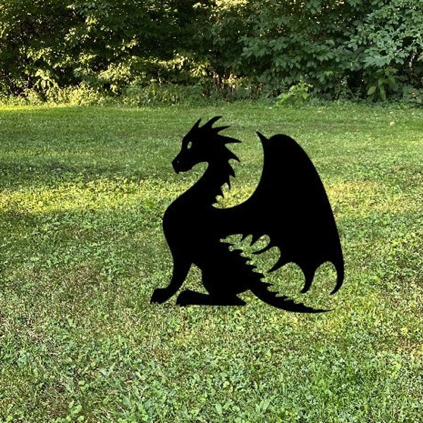 Metal Dragon Yard Stake, garden art, mythical, Halloween, fairies, fairy garden, Bookish, Fantasy, smut