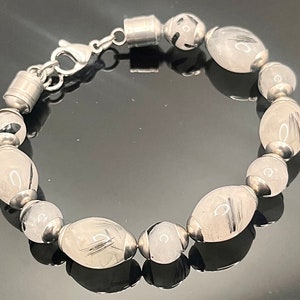 Natural Tourmalinated Quartz "Bangle Style" gemstone bracelet.