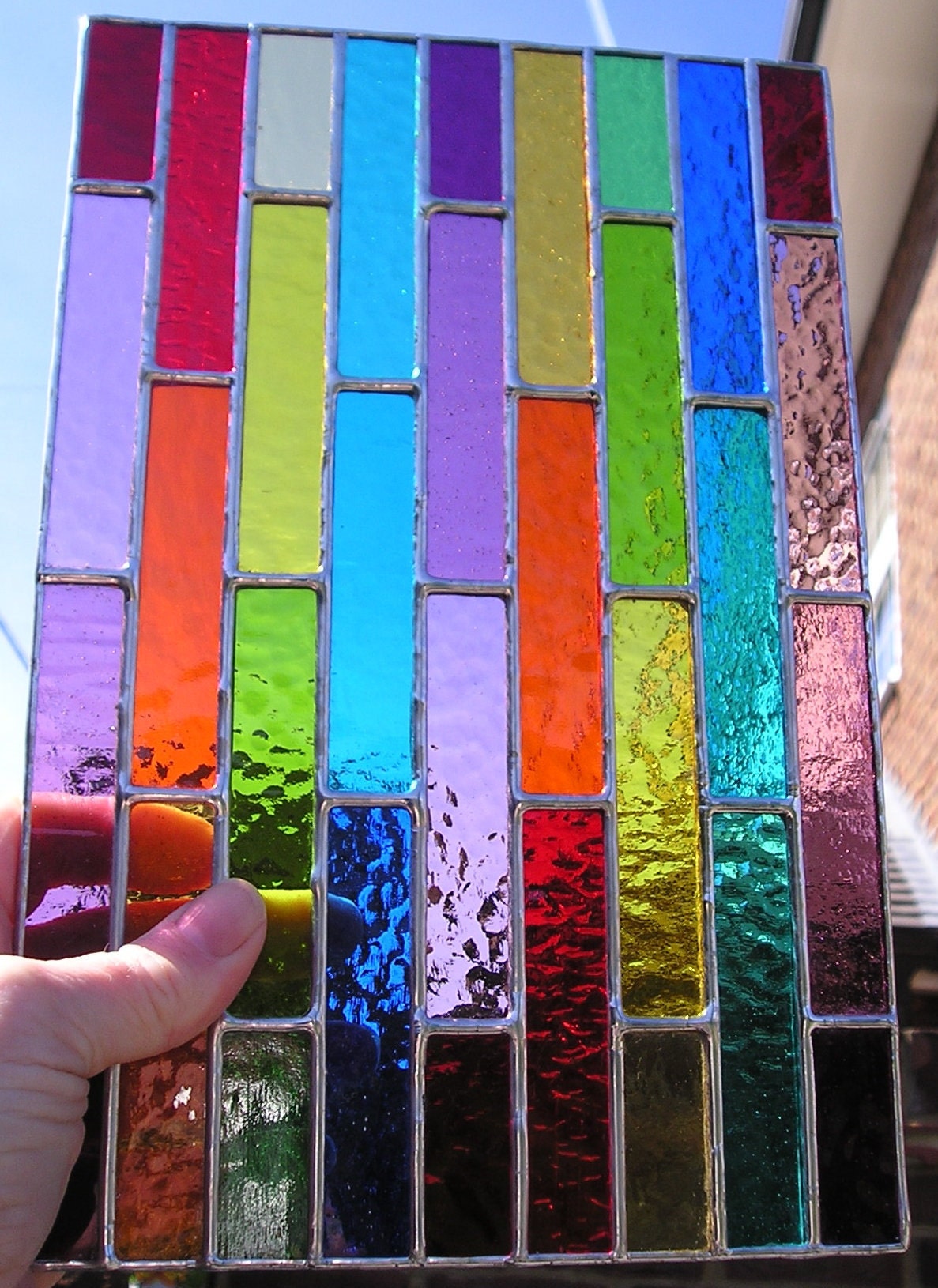 Wonderwall Long Rainbow Stained Glass Suncatcher Abstract Etsy UK
