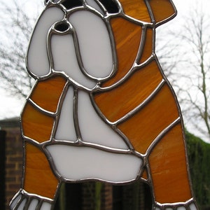 Stained Glass British English Bulldog Stained Glass Suncatcher Handmade in England
