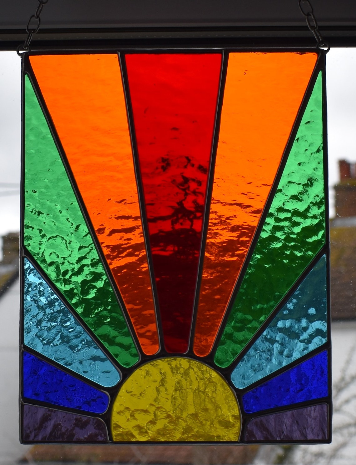 Stained Glass Rainbow Sunburst Sunrise Sunset Rainbow Stained Etsy UK