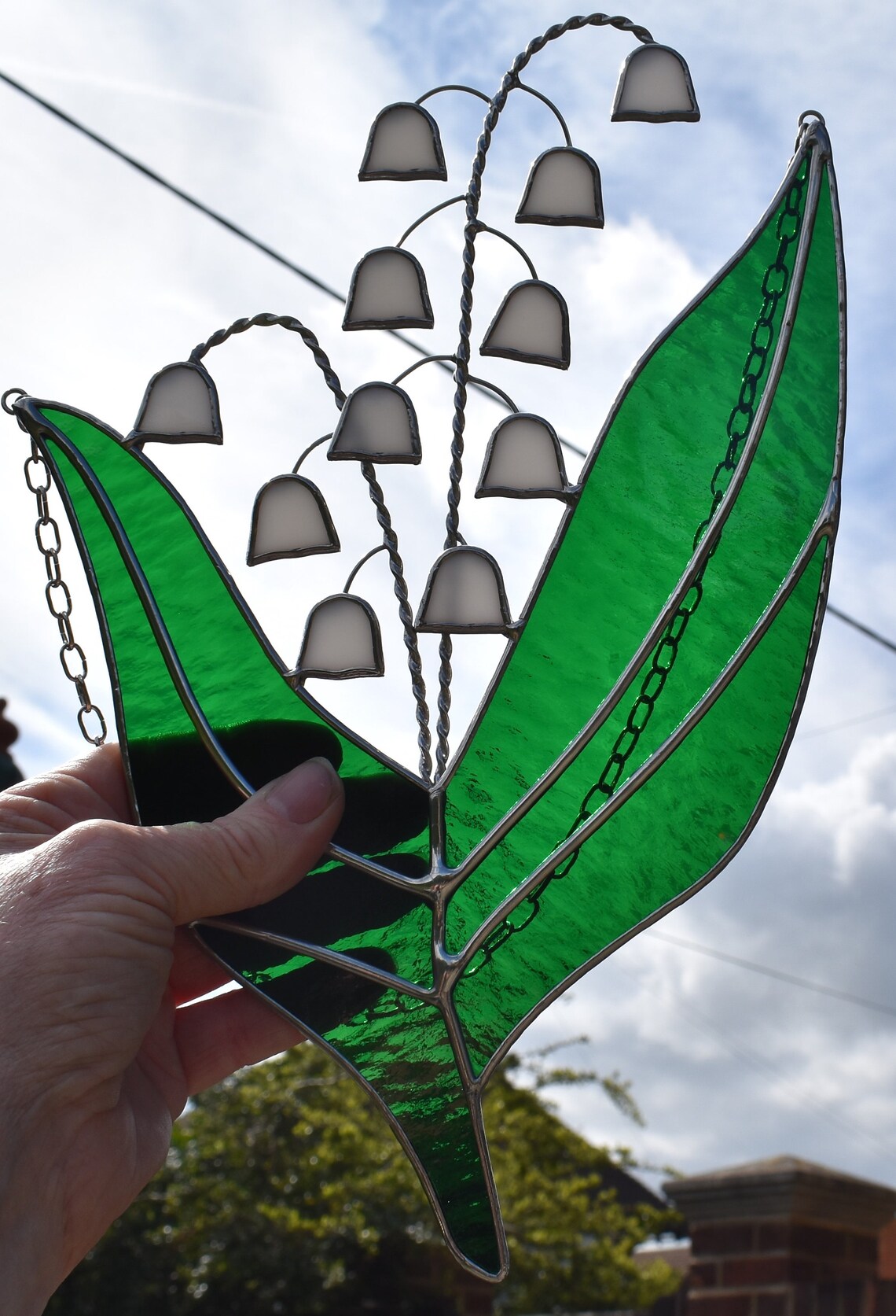 Large Stained Glass Lily of the Valley Suncatcher Gift Etsy