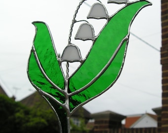 Stained Glass Lily of the Valley Flower Suncatcher Flower of the Month Birthday Flower for May, May Birth Flower Handmade in England