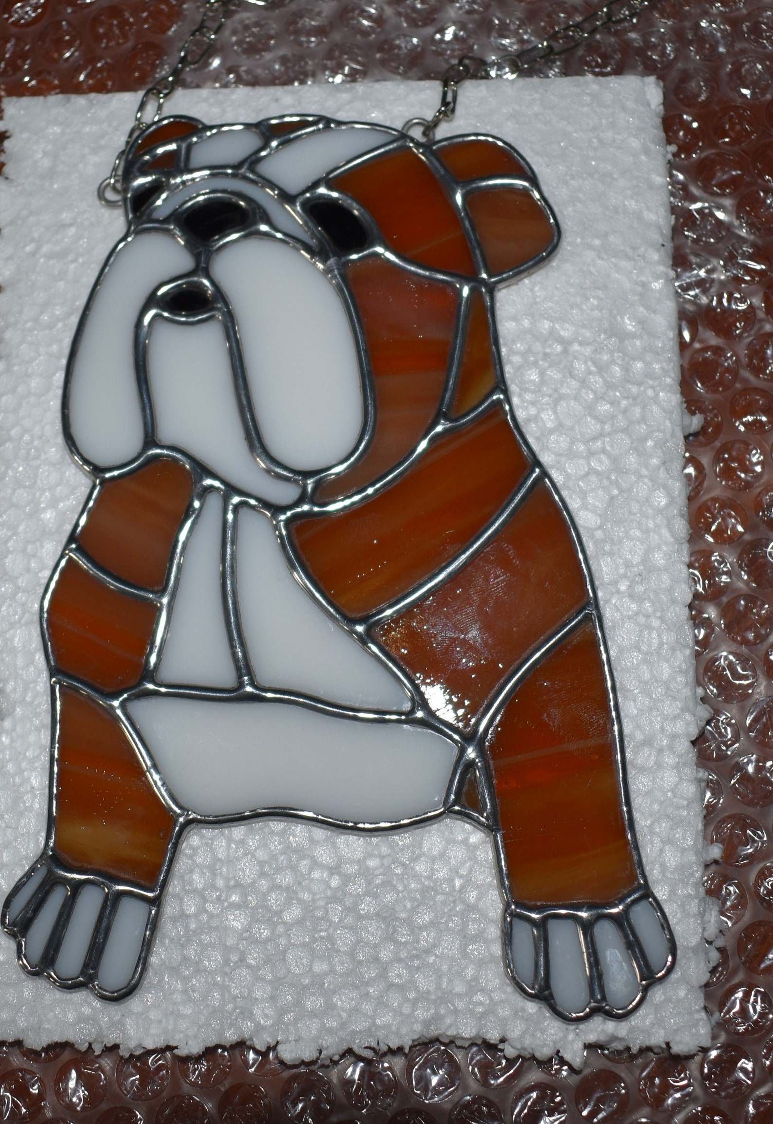 Stained Glass British English Bulldog Stained Glass Suncatcher Etsy