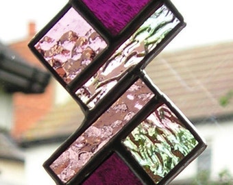 Available in 3 Sizes - Small, Medium and Large - Abstract Geometric Stained Glass Suncatcher Handmade in England