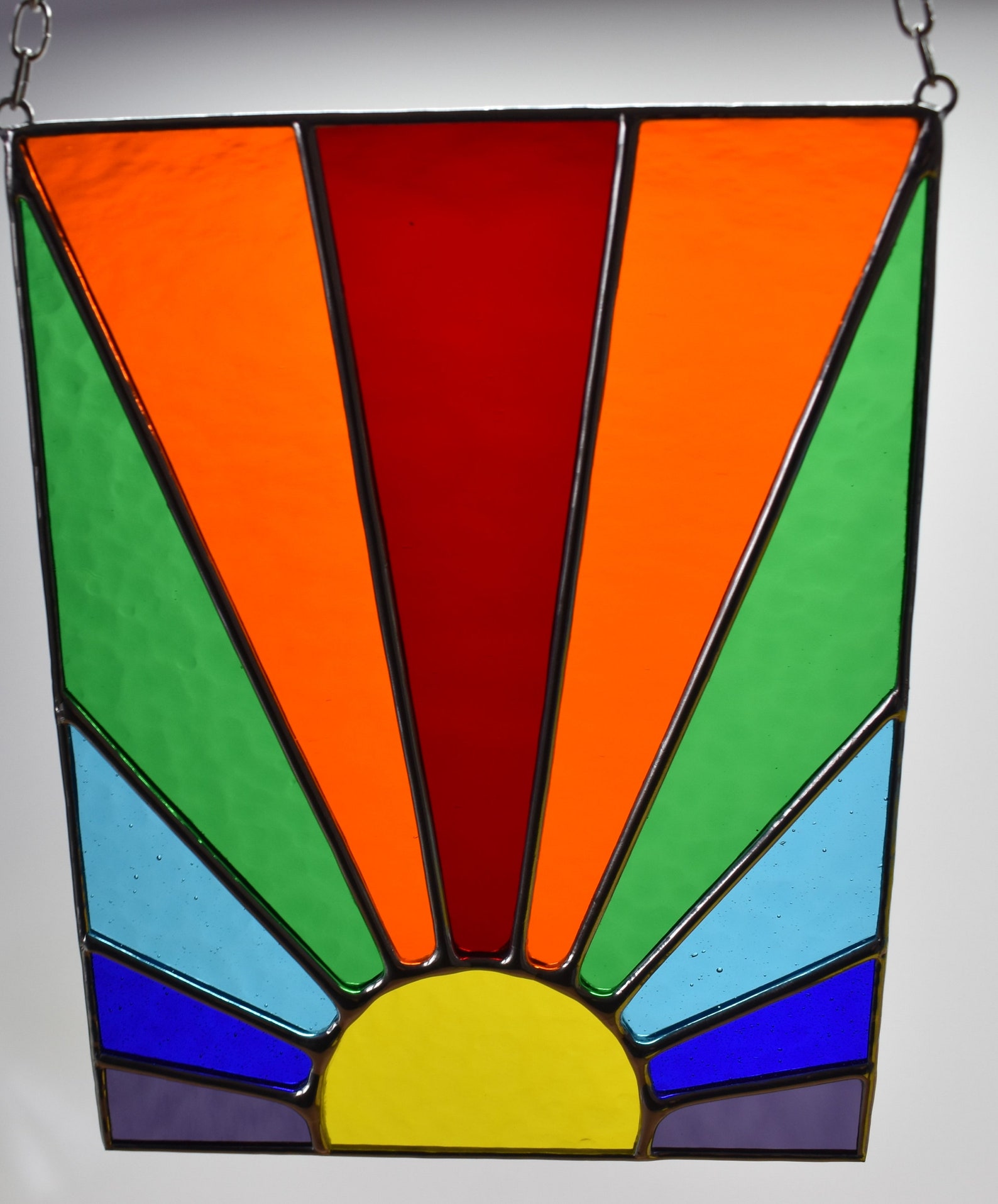 Stained Glass Rainbow Sunburst Sunrise Sunset Rainbow Stained Etsy UK