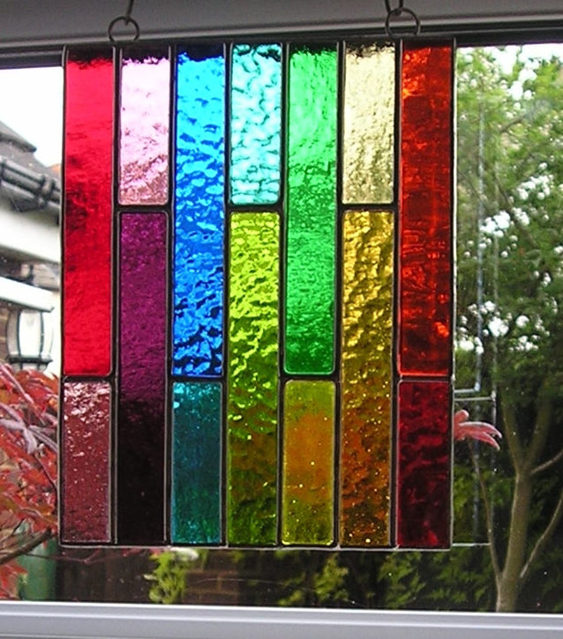 Rainbow Stained Glass Rainbow Suncatcher Abstract / Geometric Etsy