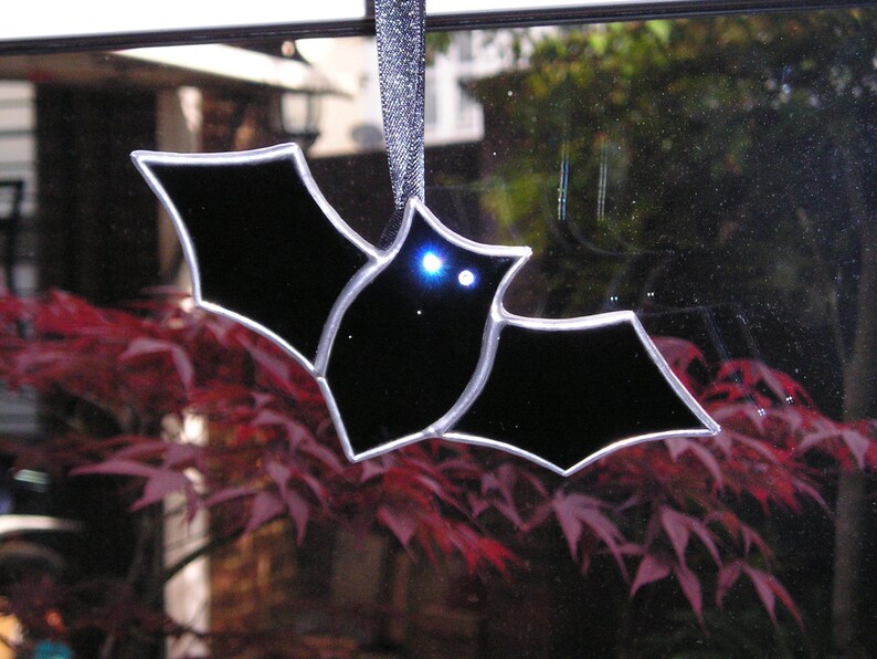 Stained Glass Bat, Halloween, Thanksgiving, Stained Glass Suncatcher, Handmade in England image 3