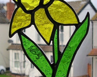 Stained Glass Daffodil Flower Suncatcher Flower of the Month Birthday Flower for March  Handmade in England