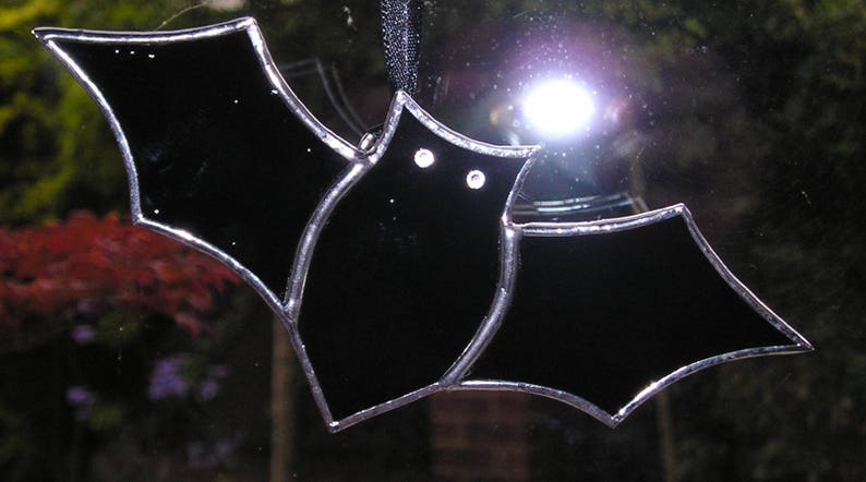 Stained Glass Bat, Halloween, Thanksgiving, Stained Glass Suncatcher, Handmade in England image 1