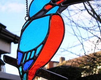 Stained Glass Kingfisher Suncatcher, Handmade in England