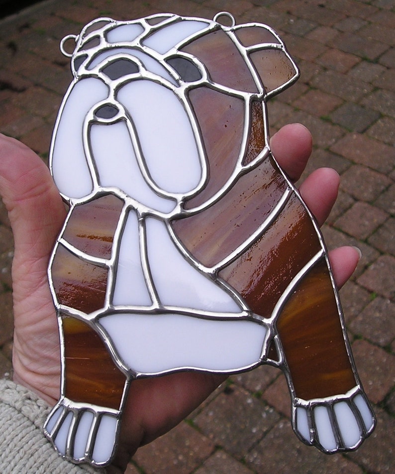 Stained Glass British English Bulldog Stained Glass Suncatcher Etsy