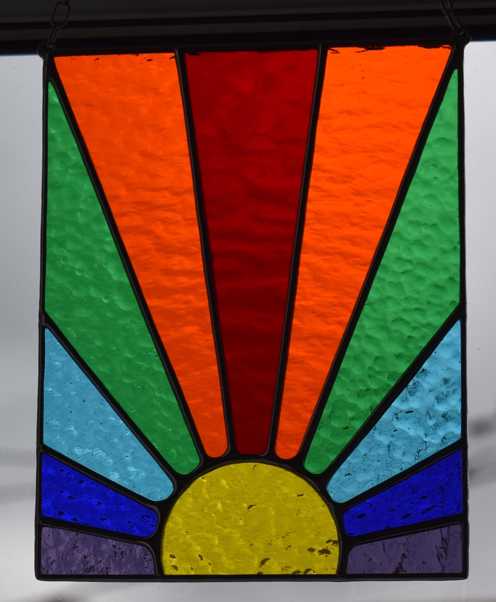 Stained Glass Rainbow Sunburst Sunrise Sunset Rainbow Stained Etsy UK