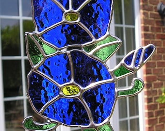 Morning Glory Flower of the Month Birthday Flower for September Birth  Flower Stained Glass Suncatcher Handmade in England