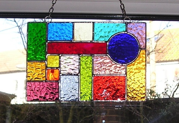 Multicolored Spaced Stripes Stained Glass Panel \u2022 Suncatcher