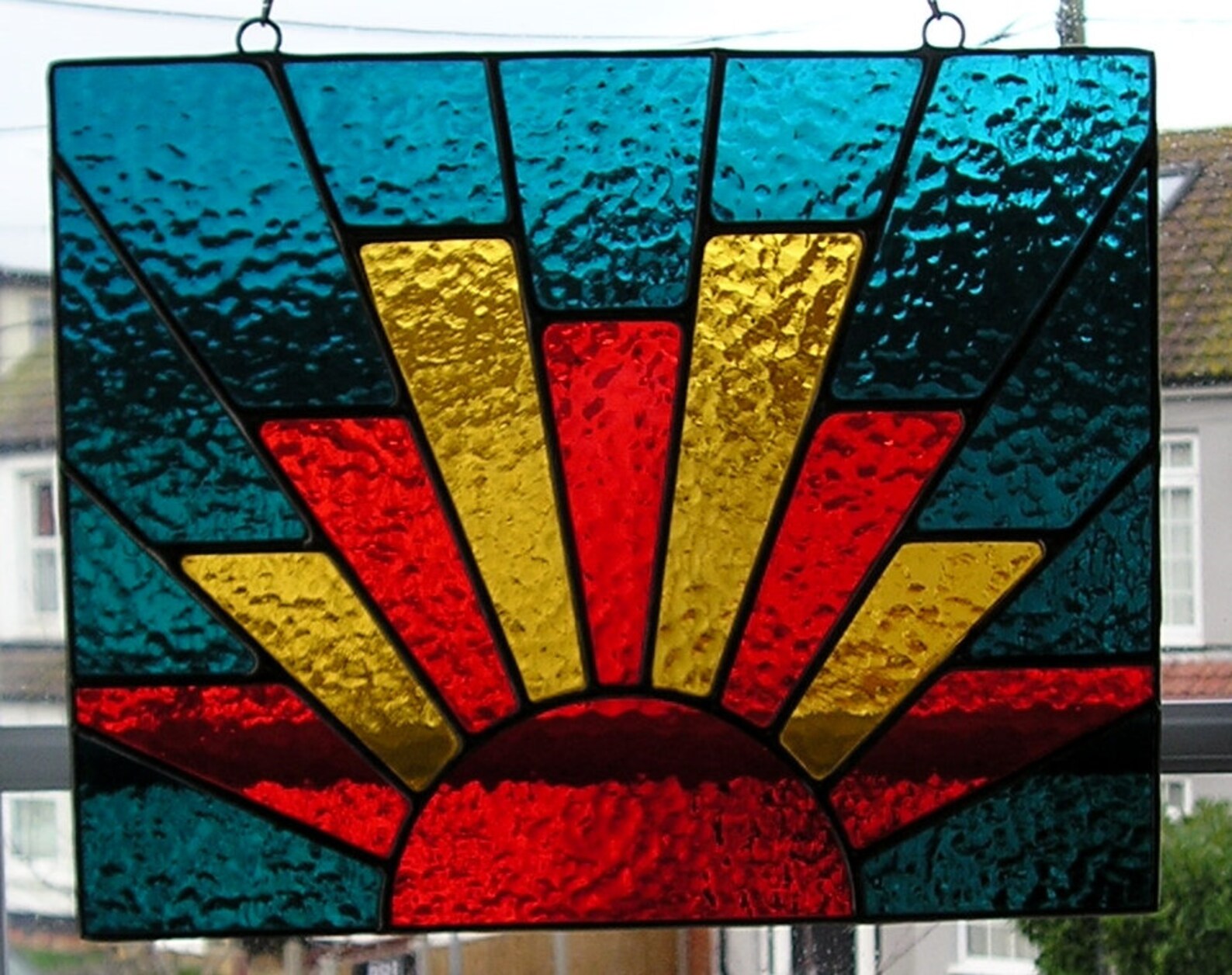 Art Deco Style Stained Glass Sunrise / Sunburst Panel / - Etsy