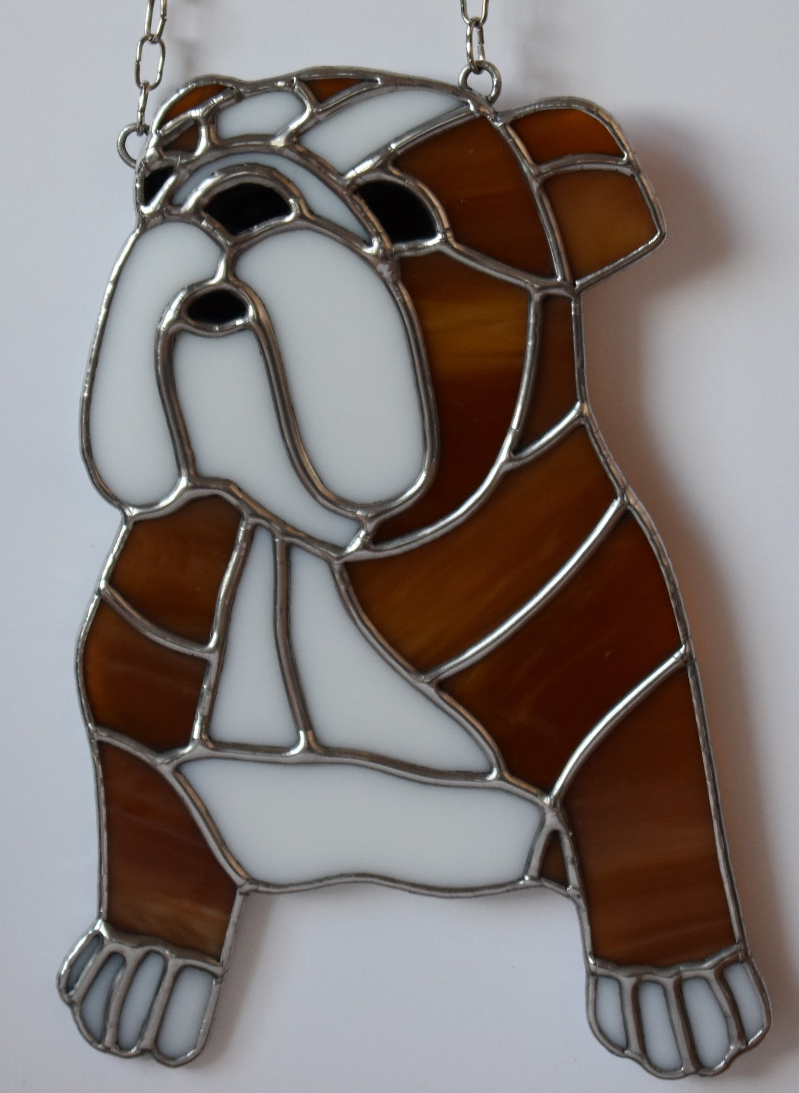 Stained Glass British English Bulldog Stained Glass Suncatcher Etsy