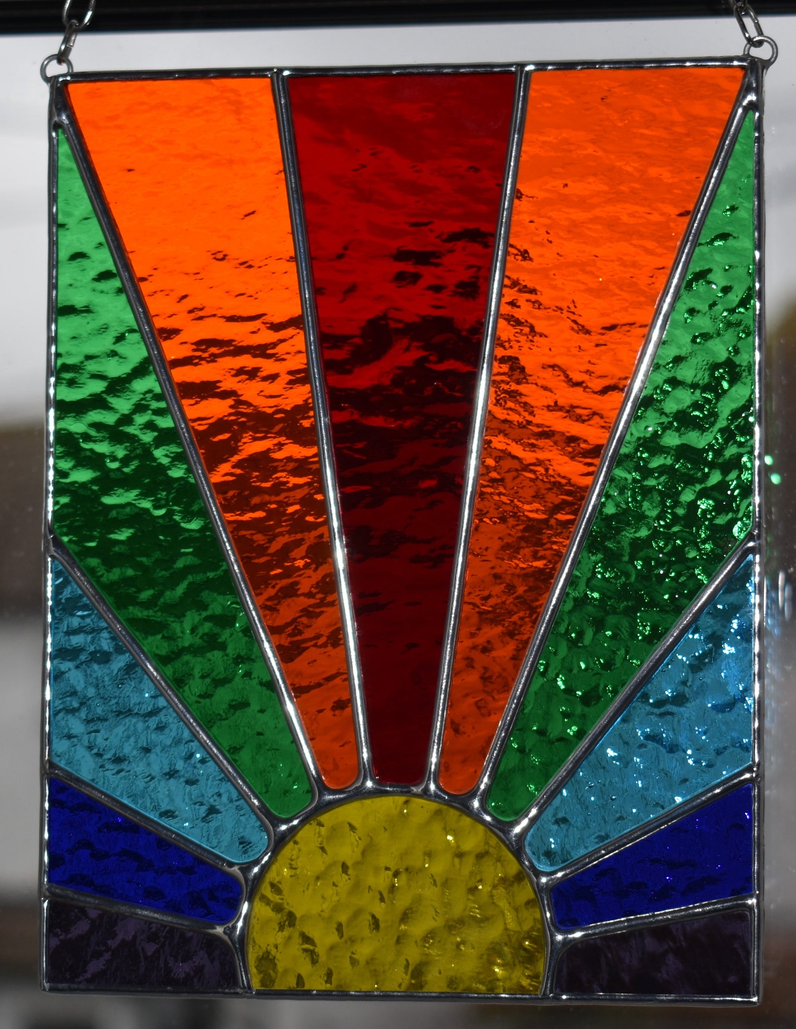 Stained Glass Rainbow Sunburst Sunrise Sunset Rainbow Stained Etsy UK