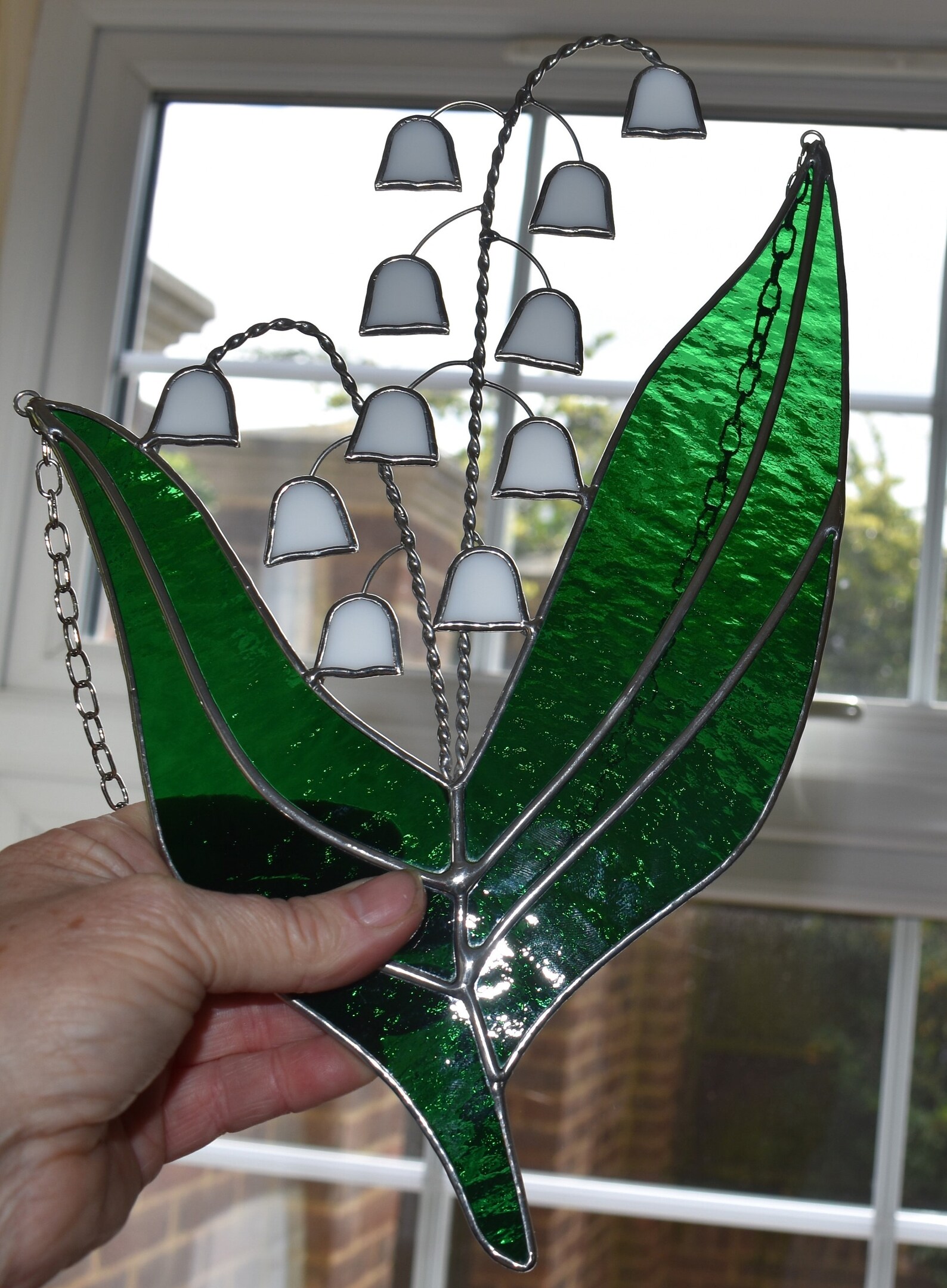 Large Stained Glass Lily of the Valley Suncatcher Gift Etsy