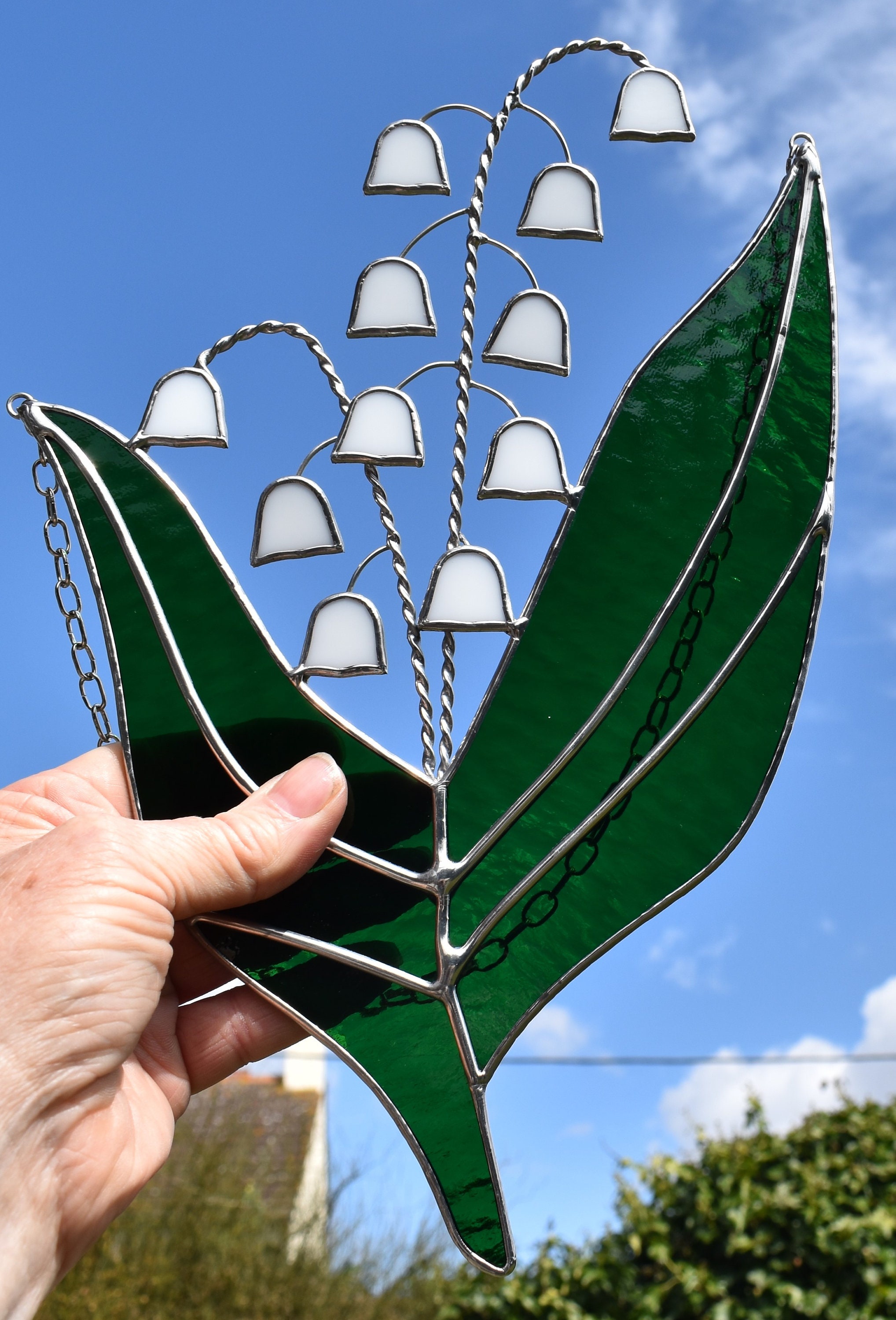 Large Stained Glass Lily of the Valley Suncatcher Gift Etsy