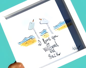I Love You To Wildwood and Back - Sea Glass Art, Seashore Nostalgia Gift