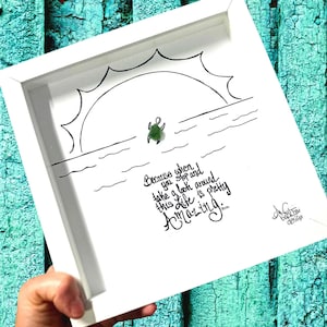 Sea Glass Turtle Art – Coastal Decor, Meditation Gift